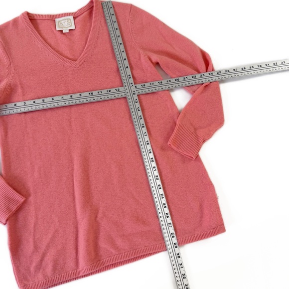 Sail To Sable Sweater Womens Medium 100% Wool V Neck Coral Pink - Picture 2 of 5